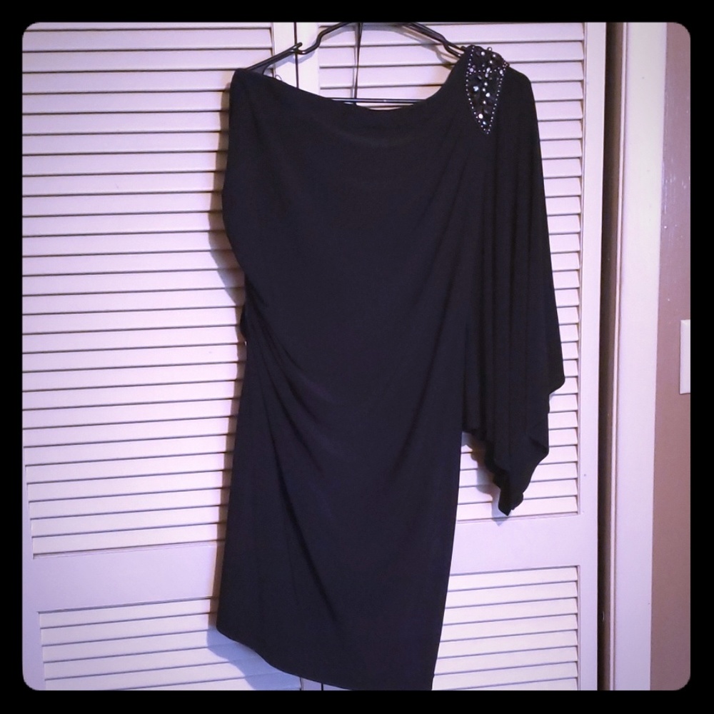 Black one shoulder cocktail dress